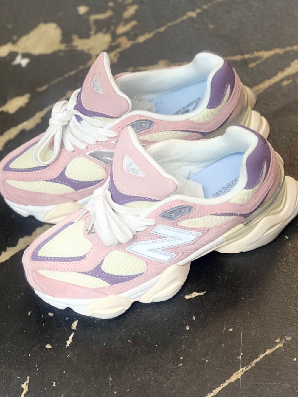 New Balance 9060 Rose Sugar Angora Ice Wine Suede Mesh Sneakers